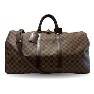 LOUIS VUITTON Authentic Brown Damier Keepall 55 Boston Bag